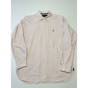 Polo Ralph Lauren Shirt Mens L Pink Button Down Solid Flesh Pony Classic Fit